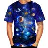 Мужские футболки с круглым вырезом, красочным графическим принтом галактики, 3D-печатью, повседневные, с коротким рукавом - Мягкая ткань из полиэстера средней эластичности, летняя одежда свободного кроя