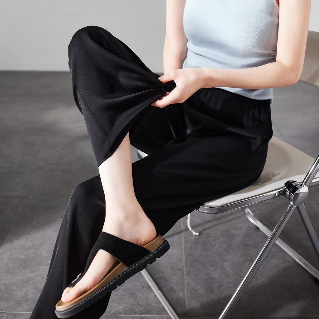 Summer Thin Mulberry Silk Wide Leg Pants for Women