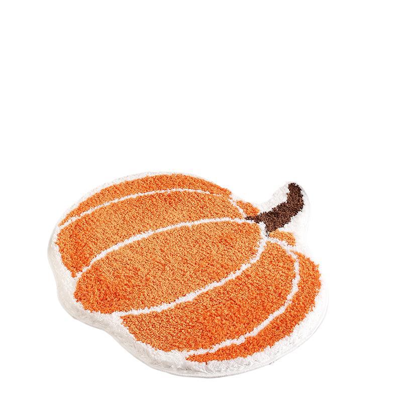 New Creative Pumpkin Flocking Non-Slip Absorbent Bathroom Door Mat