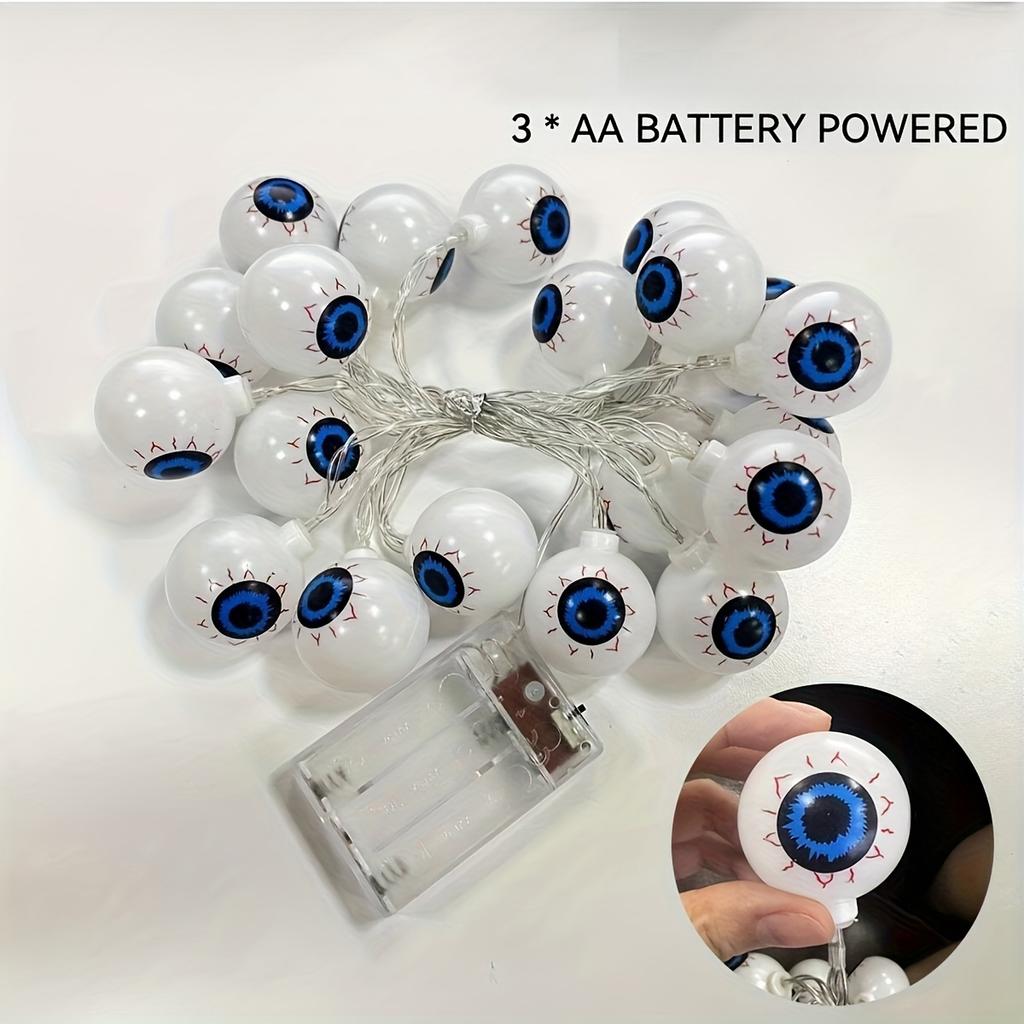 Halloween Eyeball String Lights LED Battery Glowing Ghost Eye Ball Lights Horror Atmosphere Props for Indoor Outdoor Party Decor