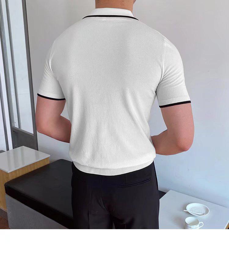 Мужская облегающая дышащая рубашка поло с коротким рукавом - повседневная, модная, не требующая глажки, всесезонный трикотажный верх