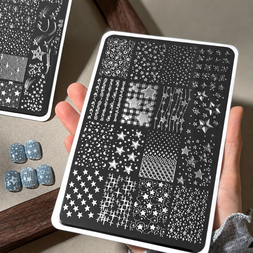 Star Moon Nail Stamping Plates Rectangle Shape Silicone Stamp Printing Template Manicure Tools
