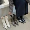 Designer Pointed Toe Women Ankle Boots Fashion Thick Heel Slimming Short Booties Autumn Winter Female Shoes