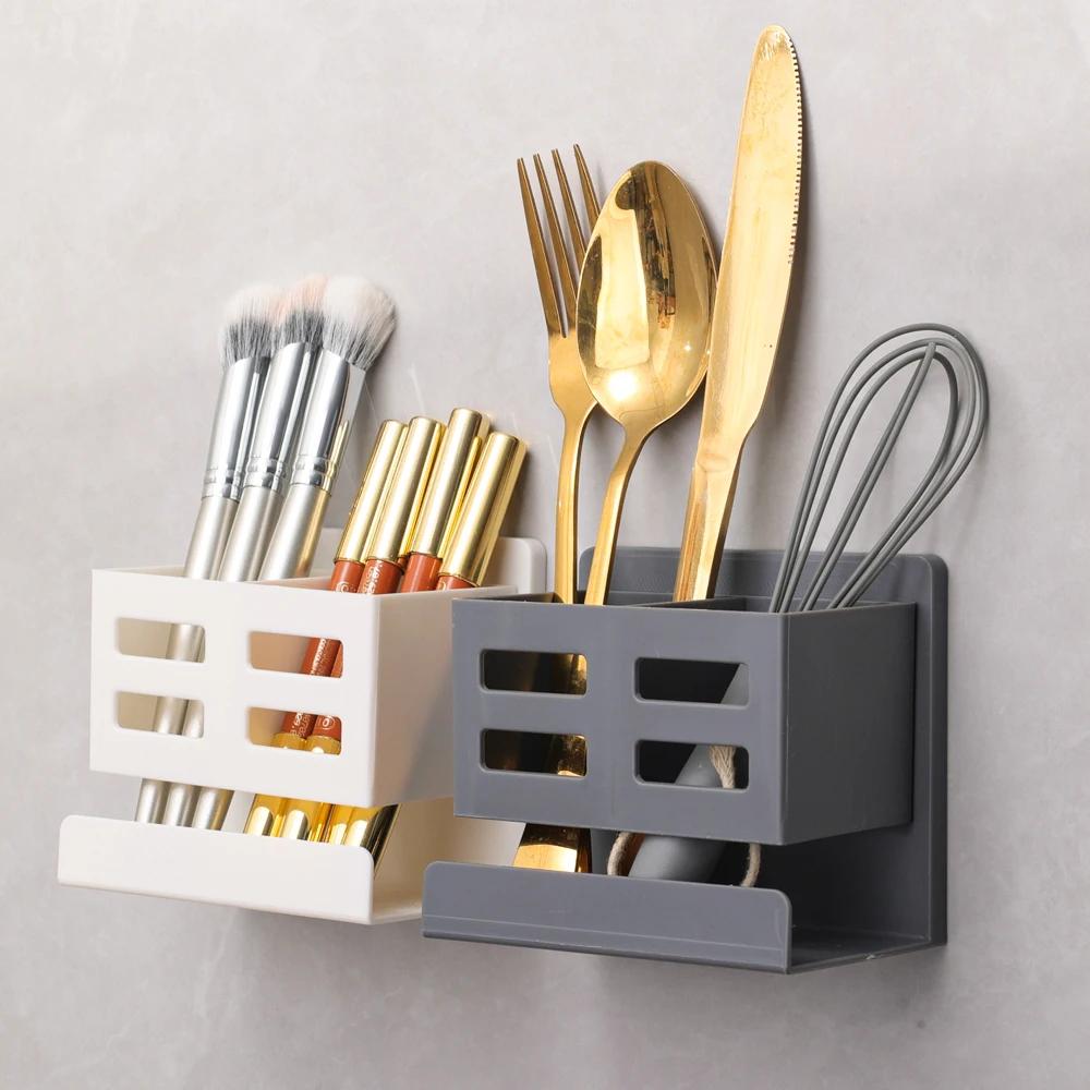 Новый многофункциональный умывальник без отверстий, трубчатый держатель для хранения зубных щеток и бритв, настенный держатель для ванной комнаты