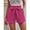 Summer Women's Loose Linen Casual Shorts with Pockets, Solid Color High Waisted Wide Leg Pants