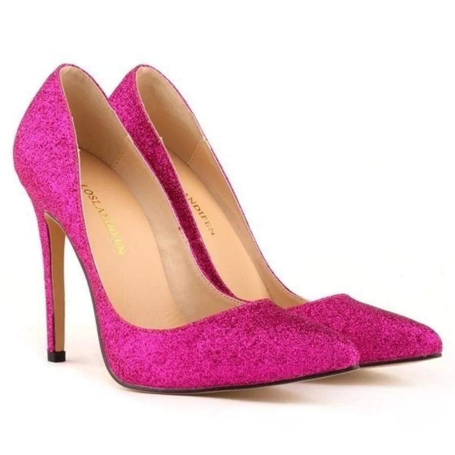 Женские туфли-лодочки Золотые Серебряные Блестки Модные Сексуальные 11 см Высокий каблук Змеиный Острый носок Шпильки Офис Вечеринка Танцы Свадебные туфли