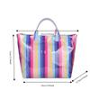 Large Capacity Striped Tote Bag Colorful Shoulder Bag Multi-Functional PVC Handbag  Daily