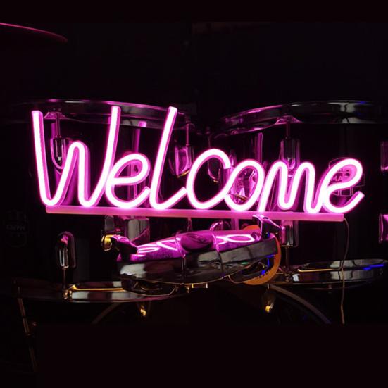 Добро пожаловать неоновая вывеска светодиодная лампа на батарейках креативная форма мерцание бесплатная декоративная прикроватная неоновая вывеска световой орнамент