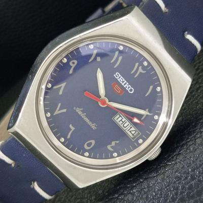 ВИНТАЖНЫЕ МУЖСКИЕ ЧАСЫ SEIKO 5 AUTOMATIC 6309A ЯПОНИЯ С АРАБСКИМ СИНИМ ЦИФЕРБЛАТОМ a702653-1