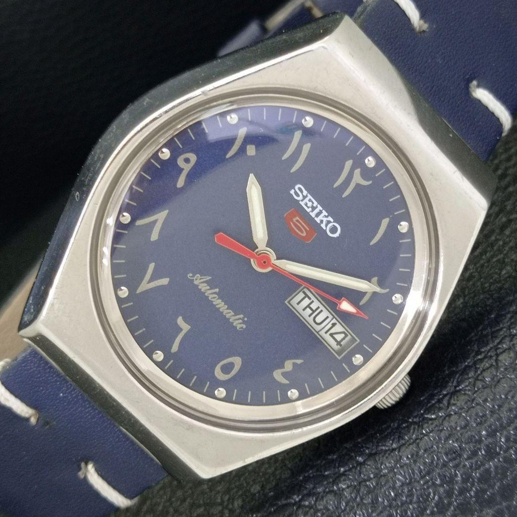 ВИНТАЖНЫЕ МУЖСКИЕ ЧАСЫ SEIKO 5 AUTOMATIC 6309A ЯПОНИЯ С АРАБСКИМ СИНИМ ЦИФЕРБЛАТОМ a702653-1