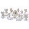 Set of 10 Plaster Miniature Figures: Agrippa, Ariadne, Woman Playing the Lyre, Giuliano Medici, St. George, Venus, Hermes, Brutus, Mars, Moliere