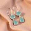 Aqua Chalcedony Gemstone 925 Sterling Silver Jewelry Handmade Earrings1.88" Gift EE-73-16