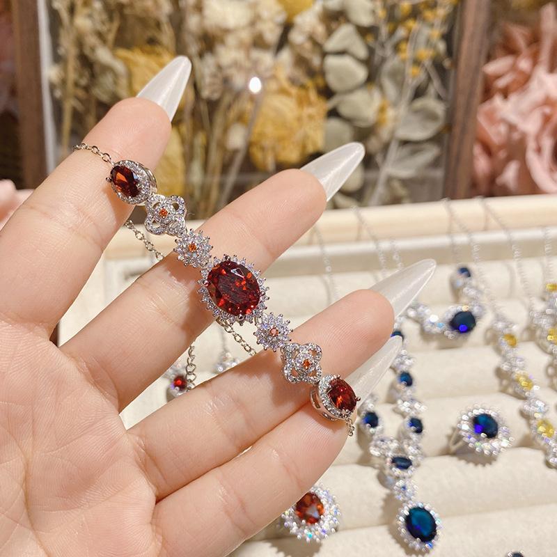 Камелия Французский Яркий Имитация Рубина Свадебный Набор, 18К Полное Бриллиантовое Покрытие Элегантные и Благородные Серьги Открытое Кольцо