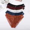 Women's Lace Mid-rise Bowknot Cross-strap Sexy Briefs Hollow Transparent Cotton Crotch Panties