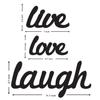 Live Love Laugh MDF Plaque Painted Cutout Ready To Hang Home Decor Wall Art, Valentine Day Gift -Black