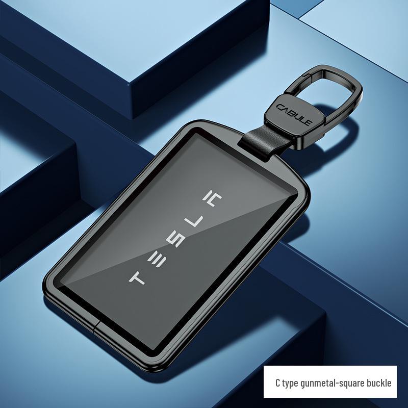 Чехол для карты-ключа Tesla для Model 3/X/Y - Премиальный металлический корпус с защитной застежкой, стильный дизайн унисекс.