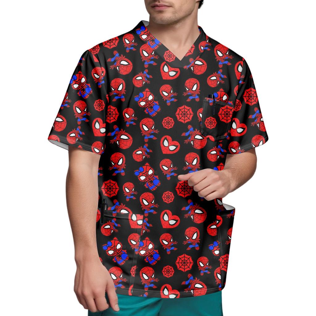 Мужской топ с коротким рукавом и V-образным вырезом с принтом нагрудного кармана