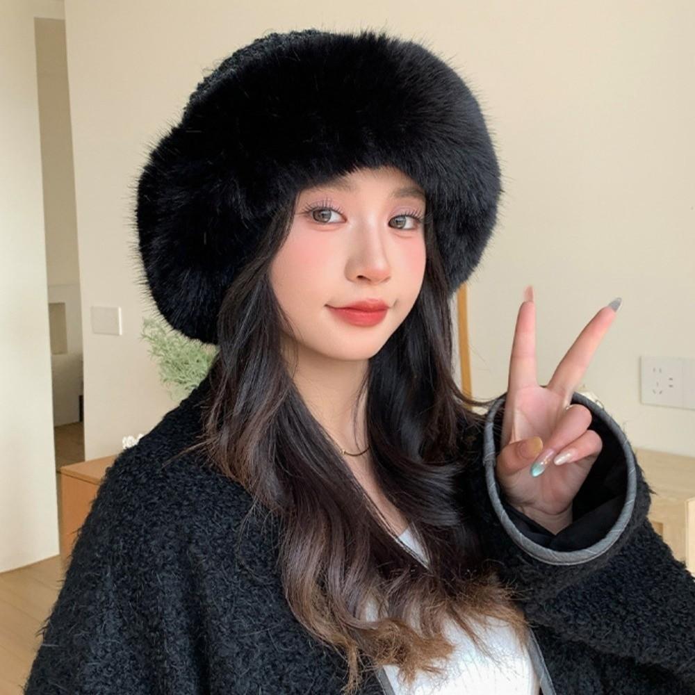 Warm Winter Plush Hat Thickened Ear Protection Hat Trendy Knit Hat  for Women