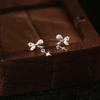 S925 Silver Plated Earrings, Girly Bow Earrings, Sparkling Diamond Four-pointed Star Butterfly Earrings, Temperament Cross Star Earrings, Korea