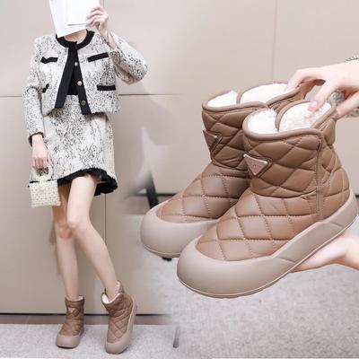 Женские водонепроницаемые теплые зимние ботинки на платформе, зимние толстые подошвы, нескользящие уличные хлопковые ботинки, женские нескользящие повседневные удобные ботильоны