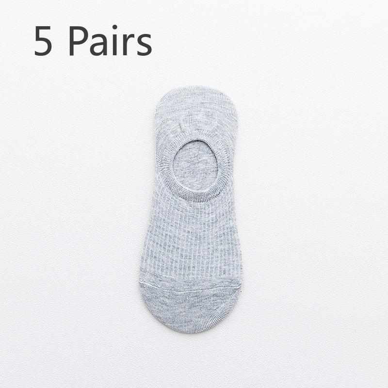 5 пар женских весенних и летних невидимых силиконовых нескользящих носков-лодочек с небольшим горлом