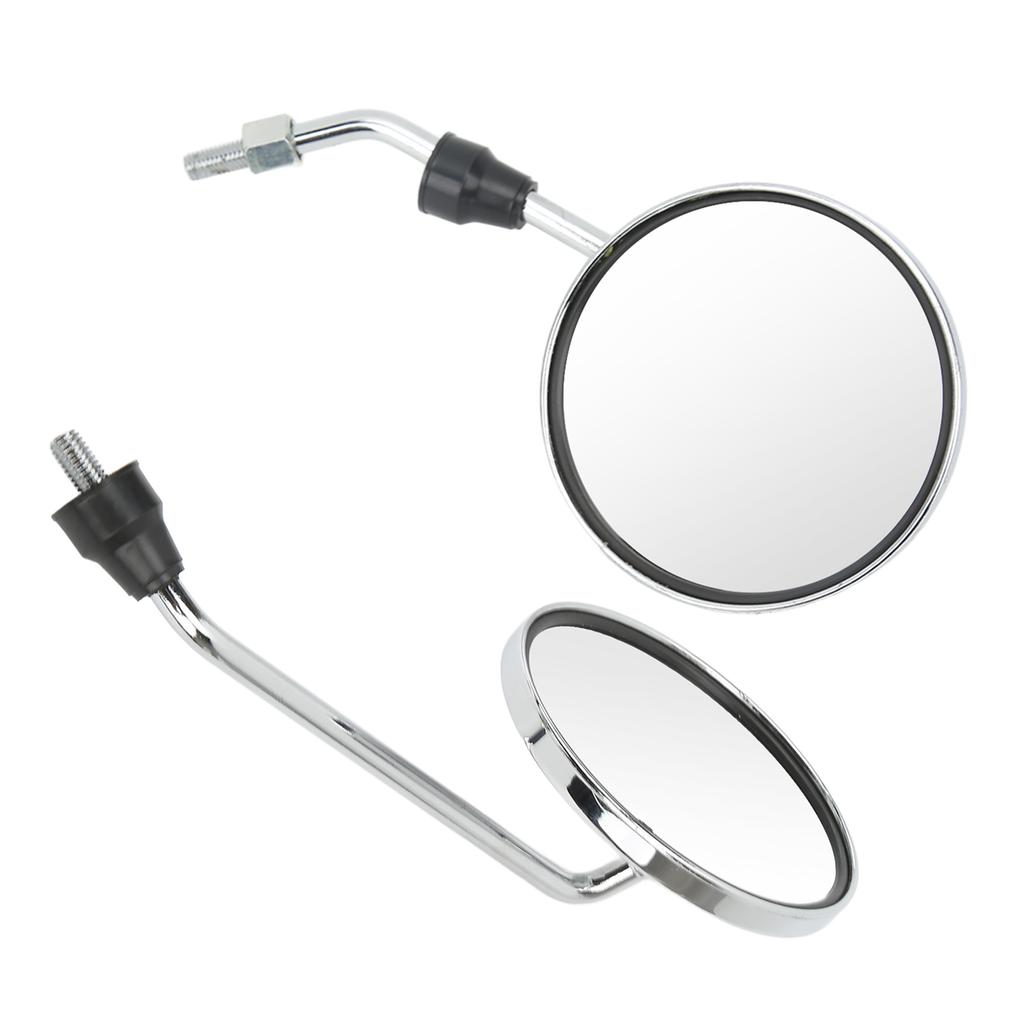 2pcs Motorcycle Rearview Mirror 8mm Thread Chrome Plated Round Universal for Street Bikes ATV
