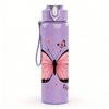 1PC Pink Butterfly Floral Art 750ml Color Plastic Sports Water Bottle Leakproof Flip Straw Lid Suitable for Sports Office Home Use
