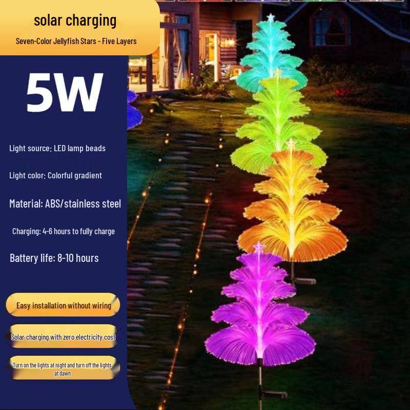 LED Solar Jellyfish Lamp: Seven-Color Stainless Steel Waterproof Outdoor Garden Light