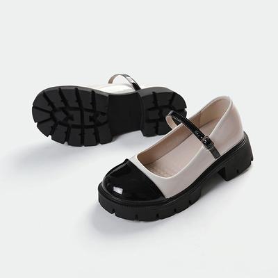 Женская обувь с небольшой внутренней высотой подъема 34 малого размера 313233 французский высокий каблук черно-белые туфли Мэри Джейн маленькие кожаные туфли с юбкой