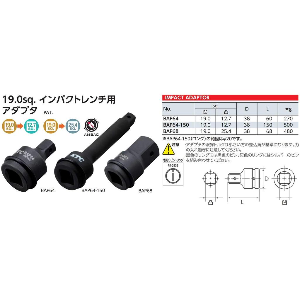 Адаптер для ударного гайковерта Kyoto Tool BAP68 (КТК)