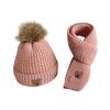 Kids Winter Hat Scarf Set Soft Knitted Warm Pom Pom Skull Cap And Neck Warmer Cold Weather Set for Boys Girls Toddlers