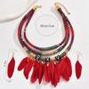 Metal Ethnic Necklace Multilayer Jewelry Sets Exquisite Necklace Earrings Set  Women