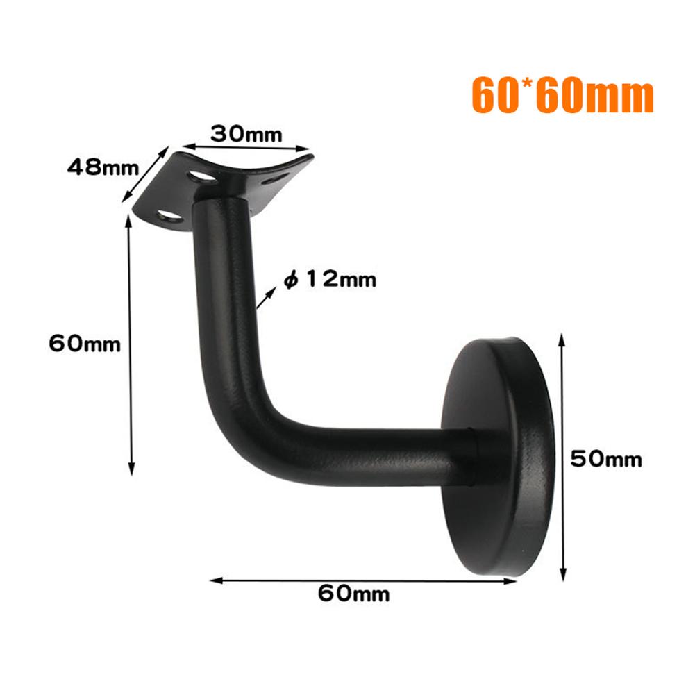 Black Stair Handrail Bracket Stainless Steel 60x60MM 60x80MM Wall Support Hand Rail Balustrade For Household Hotels Hardware