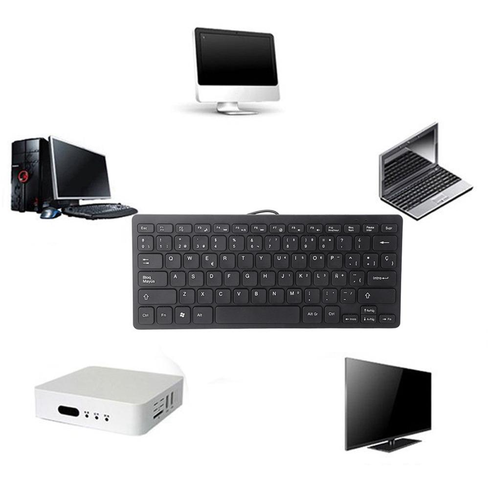 Sensitive Keys USB Wired Keyboard 78 Keys Mini Keyboard Portable Spanish Keyboard Desktop Computer