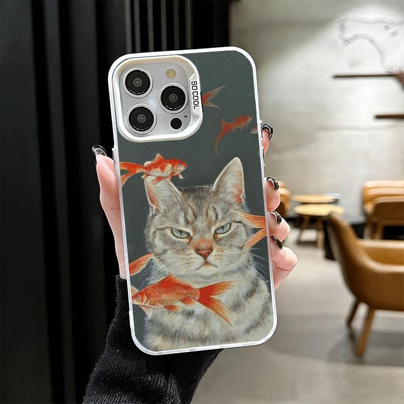 Смешные кошки Модный стиль Мягкий чехол для телефона для iPhone 15 16 17 Pro Max 17Air 16E 14 Plus 13 12 Mini Ударопрочный чехол Задняя крышка