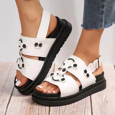 2024 Новые женские босоножки на толстой платформе с пряжкой на ремешке, босоножки на танкетке для женщин, толстая подошва, нескользящая, пляжные сандалии Romen Mujer