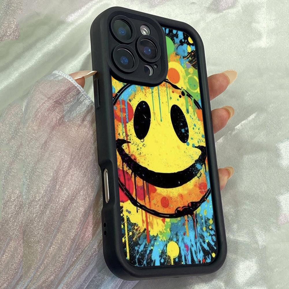 Мягкий чехол JT267 Graffiti Big Smiley Face для iPhone 17 16 15 14 13 Pro Max Samsung S26 S25 Ultra A17 A16 A07 A56 A36 A06 Xiaomi 15T Redmi 15c Note 14