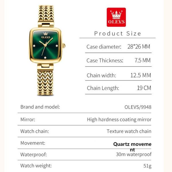 Женские часы, роскошные элегантные кварцевые наручные часы из нержавеющей стали, квадратные кварцевые часы с подарочной коробкой