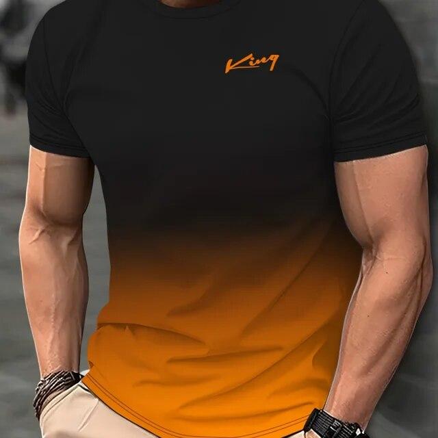 Повседневные мужские футболки, весенняя одежда, рубашки с эффектом омбре, большие топы с короткими рукавами, футболки для мальчиков 5XL, винтажные мужские футболки