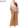 Women Floral Blouse and Pants Casual Two Piece Suit Sets