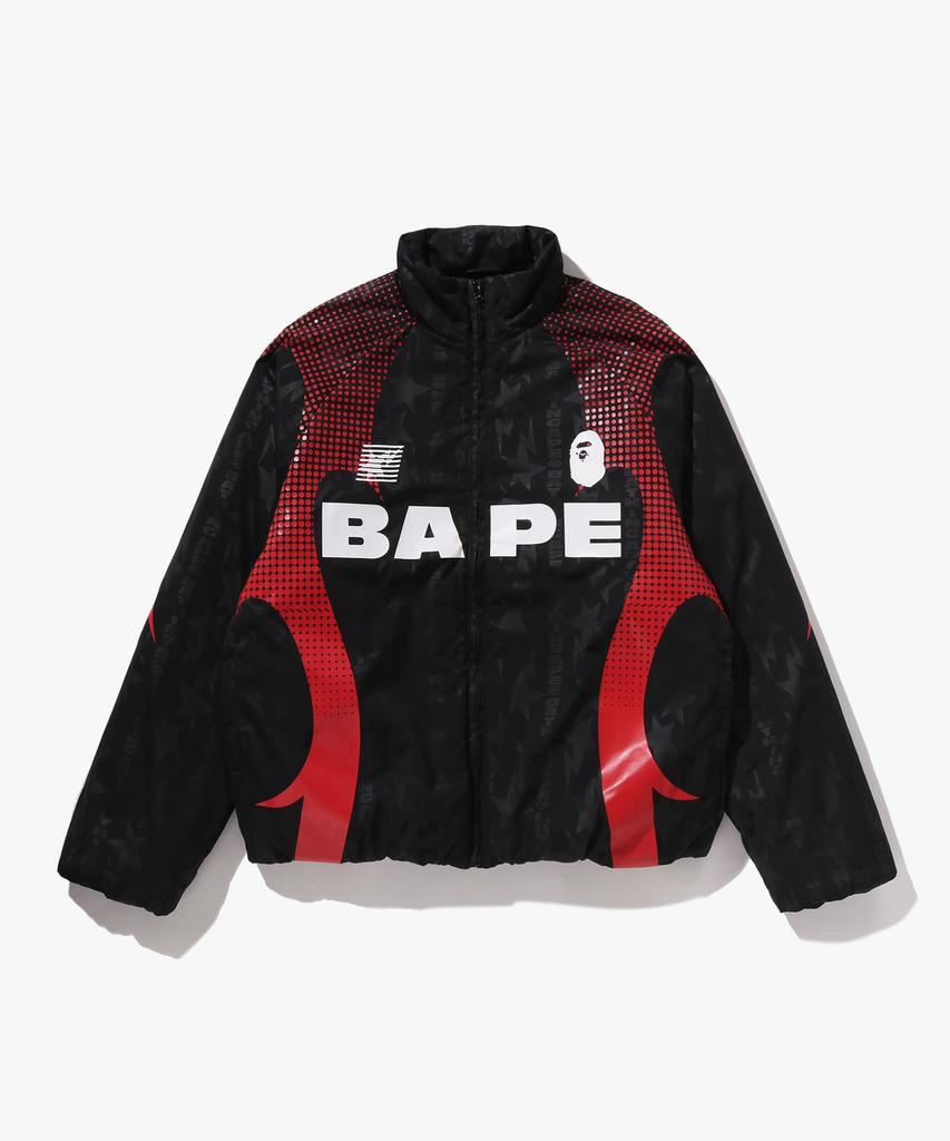 Bape Ava Frame Monogram Jacquard Multi-Logo Padded Jacket (M) Black