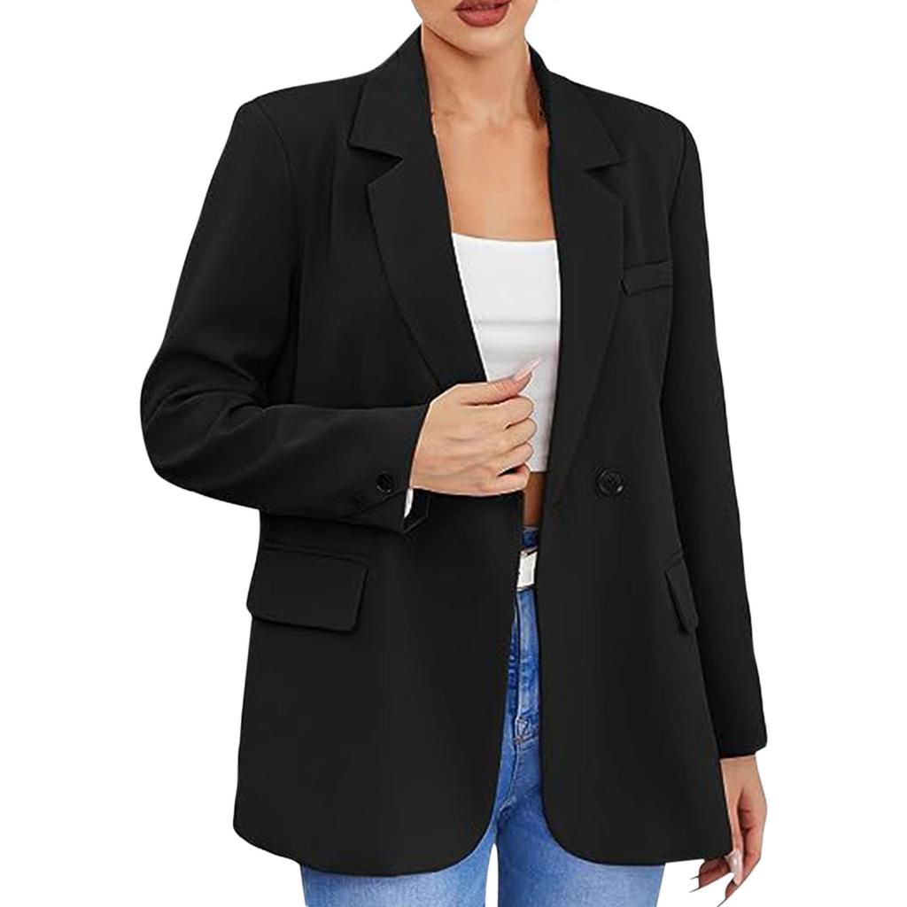 Women's Jacket Lapel Solid Color Button Decoration Slim Cardigan
