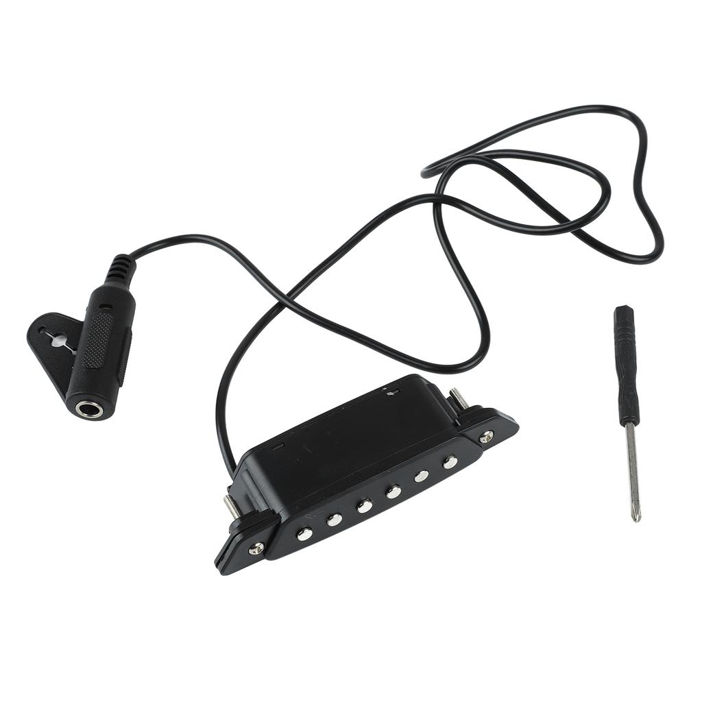 Звукосниматель с 6 отверстиями для резонаторного отверстия, черный, регулируемый звукосниматель для гитары с отверткой, аксессуар для фолк-акустики