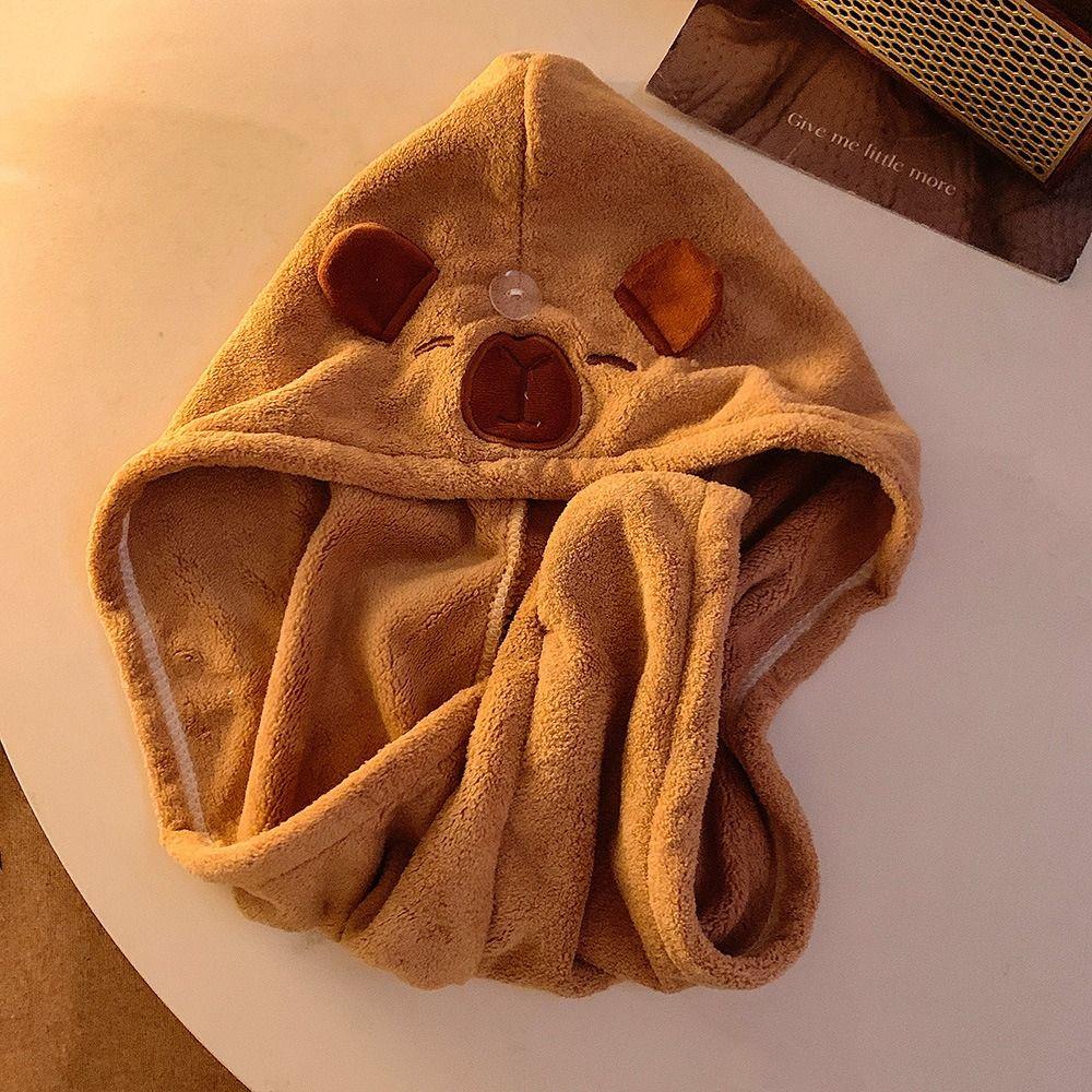 Quick Drying Capybara Dry Hair Cap Combed Cotton Coral Velvet Bathing Cap Capybara Towel  Pool