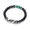 MATT STONE BRACELET 8mm Matt Onyx Stone Bead Bracelet with Reptile Design Lobster Lock, Green Malachit Stones