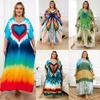 Plus Size Rayon Beach Robe: European & American Print, Loose-Fit Bikini Cover-Up