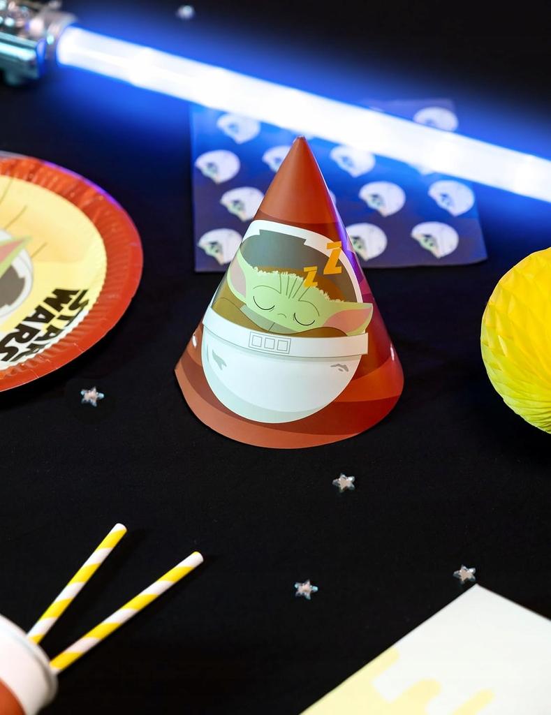 Czapeczki Papierowe Star Wars Mandalorian Baby Yoda Urodziny Party 6Szt.