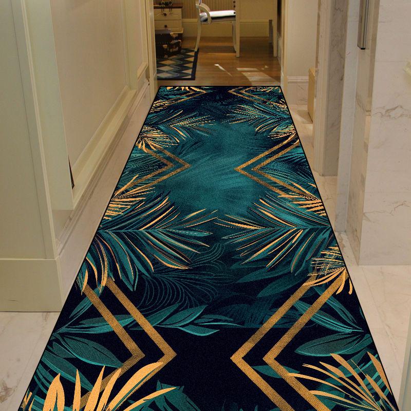 Green Plant Pattern Long Corridor Carpet Living Room Light Luxury Rug Home Hall Runner Carpet Non-slip Doorway Hallway Floor Mat