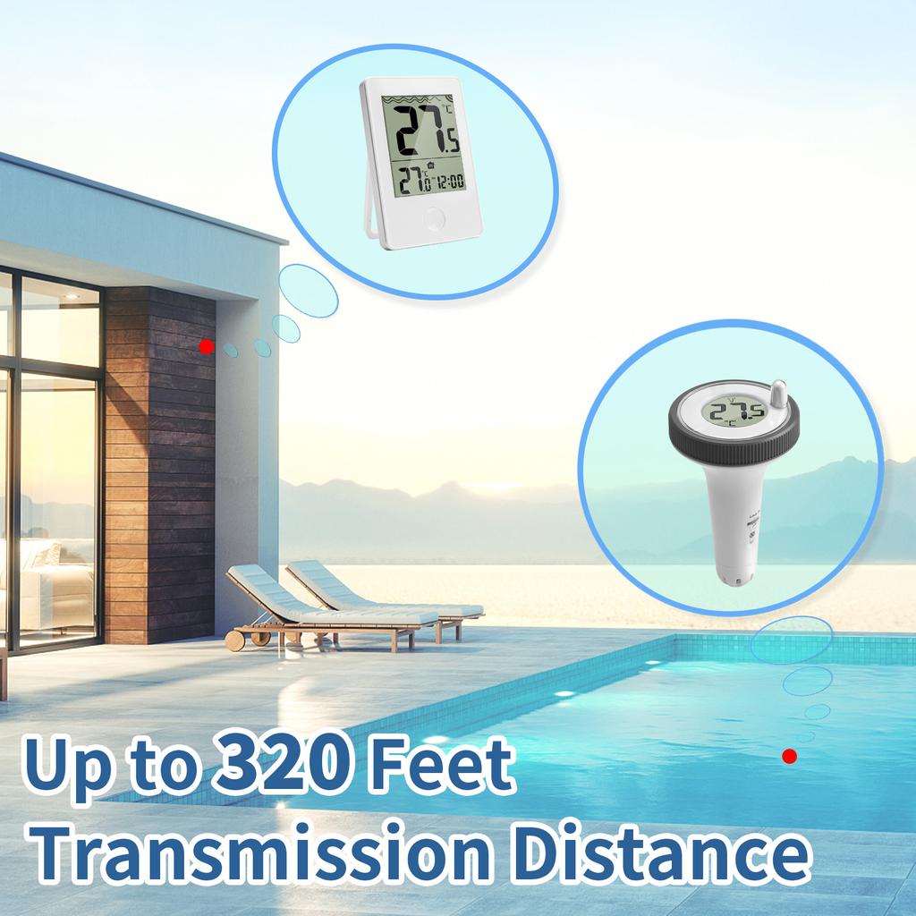 Digital Swimming Pool Thermometer Wireless Floating IP67 Waterproof with Temperature Monitor for Bathroom Aquarium Pond Bathtub