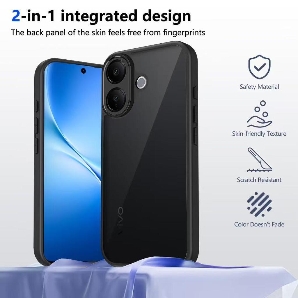 Совместим с VIVO V60lite и OPPO A6 PRO, Матовый Прозрачный Черный Противоударный Чехол